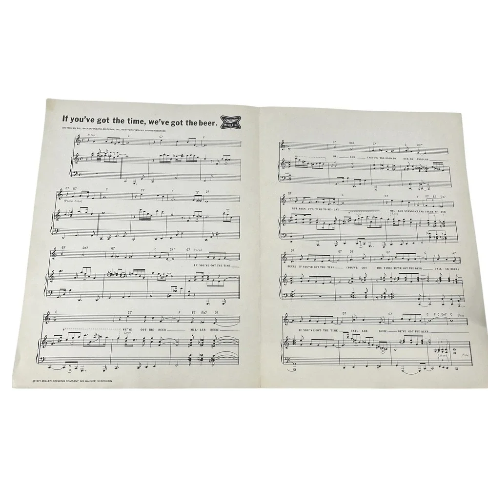 VTG 1971 Miller High Life Beer Theme Sheet Music If Youve Got The Time Booklet